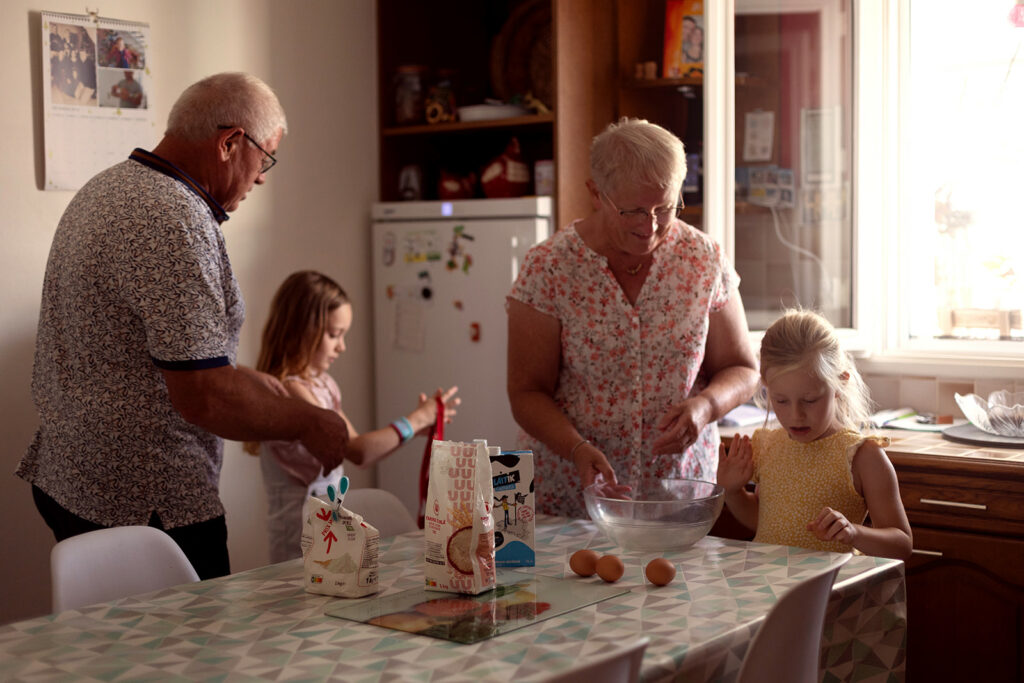 grandparents baking with grandkids