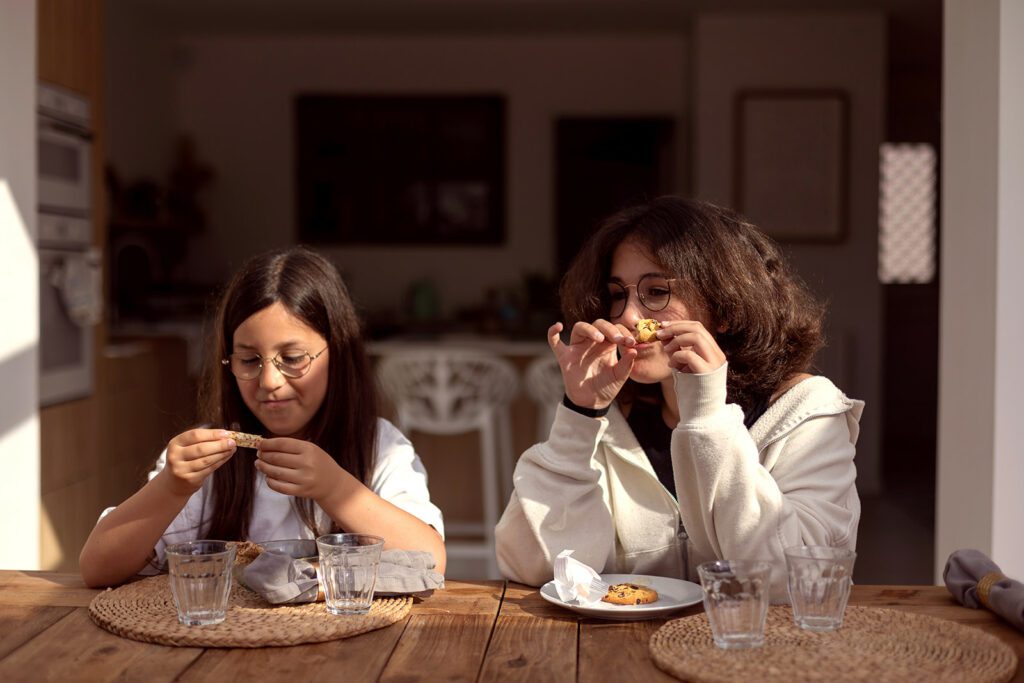 kids having a snack at home