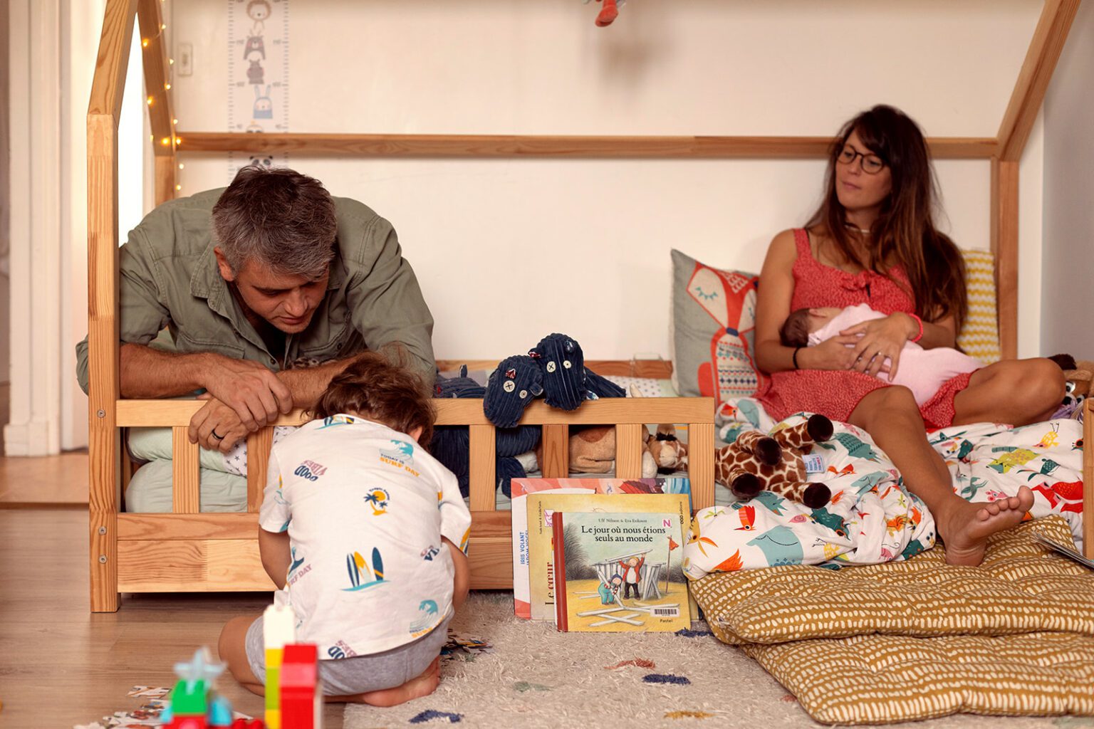 documentary family portrait of a couple and two kids