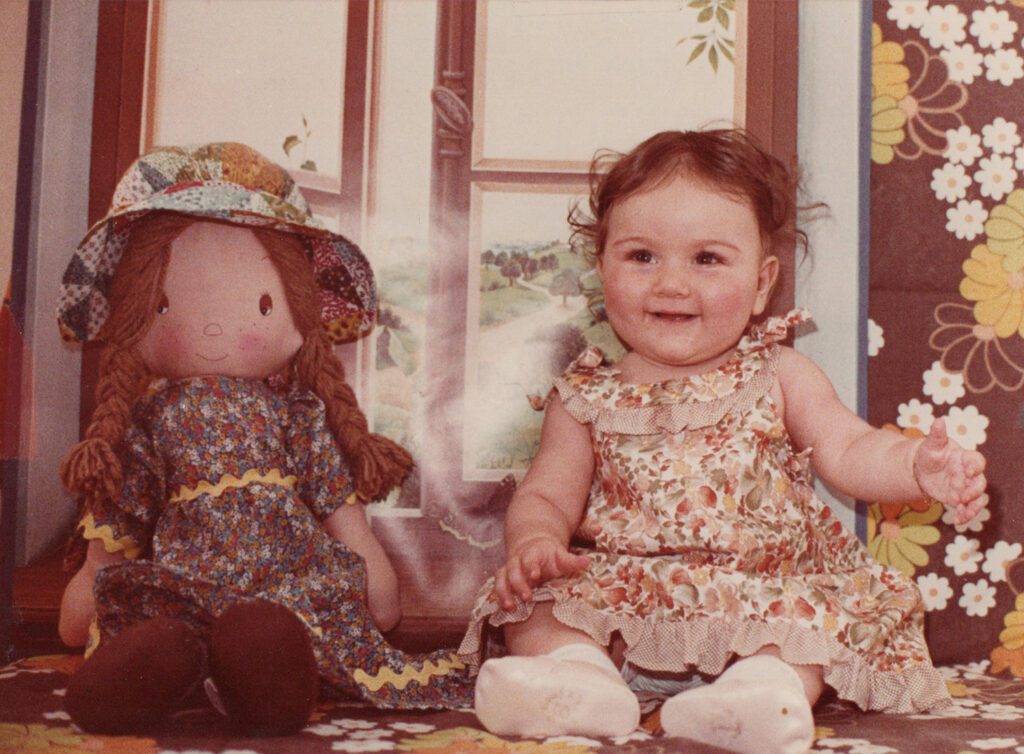 vintage picture of a baby in a studio