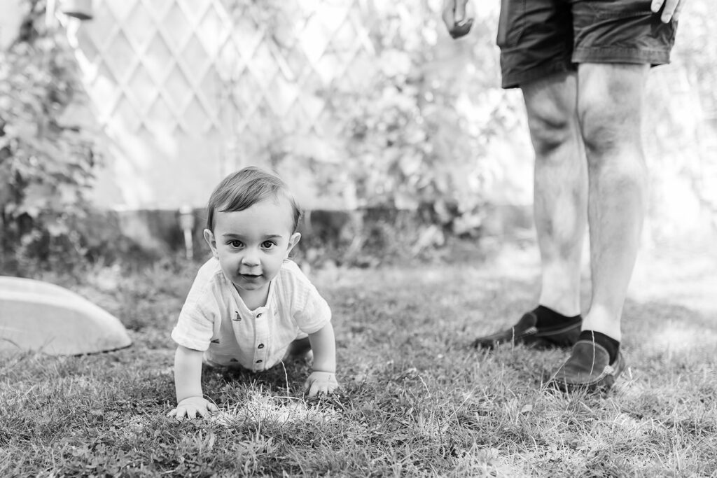 toddler in his garden