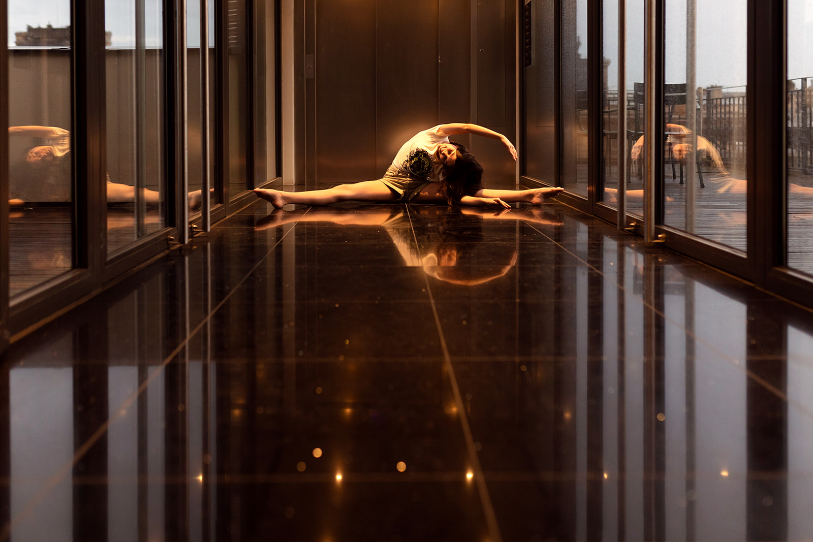 Girl dancing in warm afternoon light