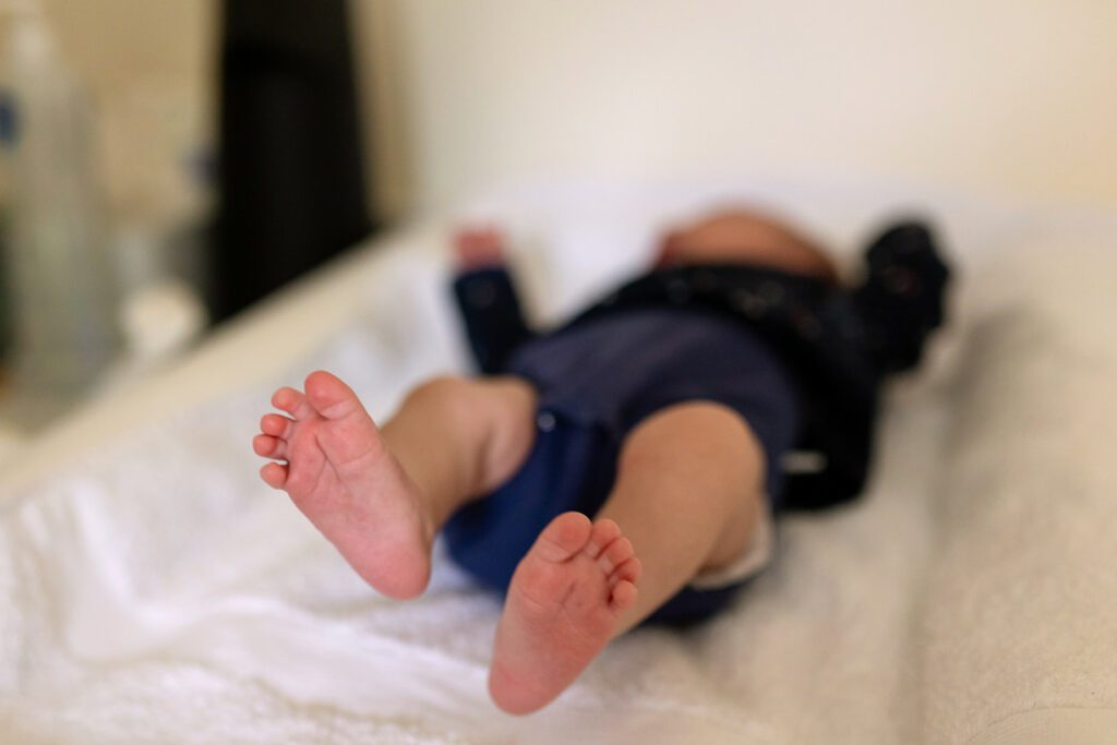 details of a newborn feet