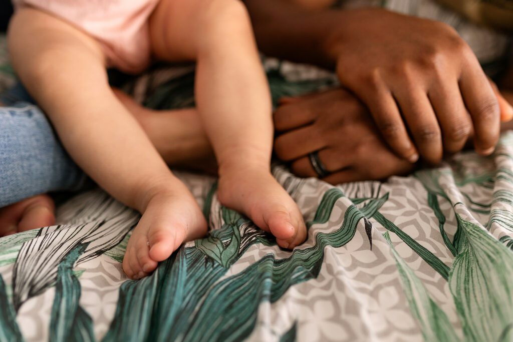 details of little baby's feet