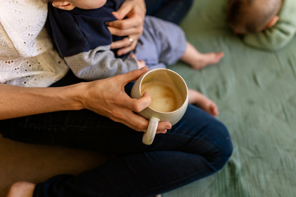 mother drinking coffee