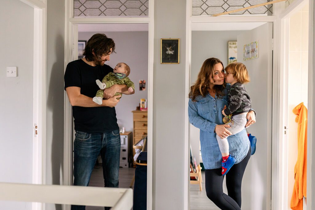 family in their home for a professional photo session