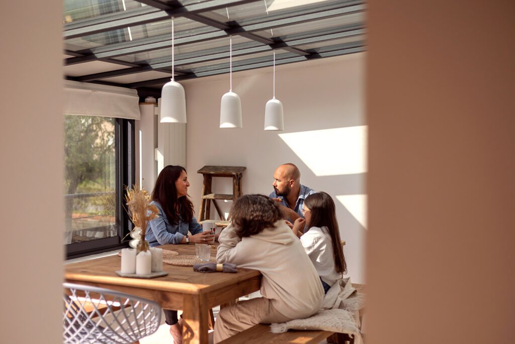 family having lunch at home