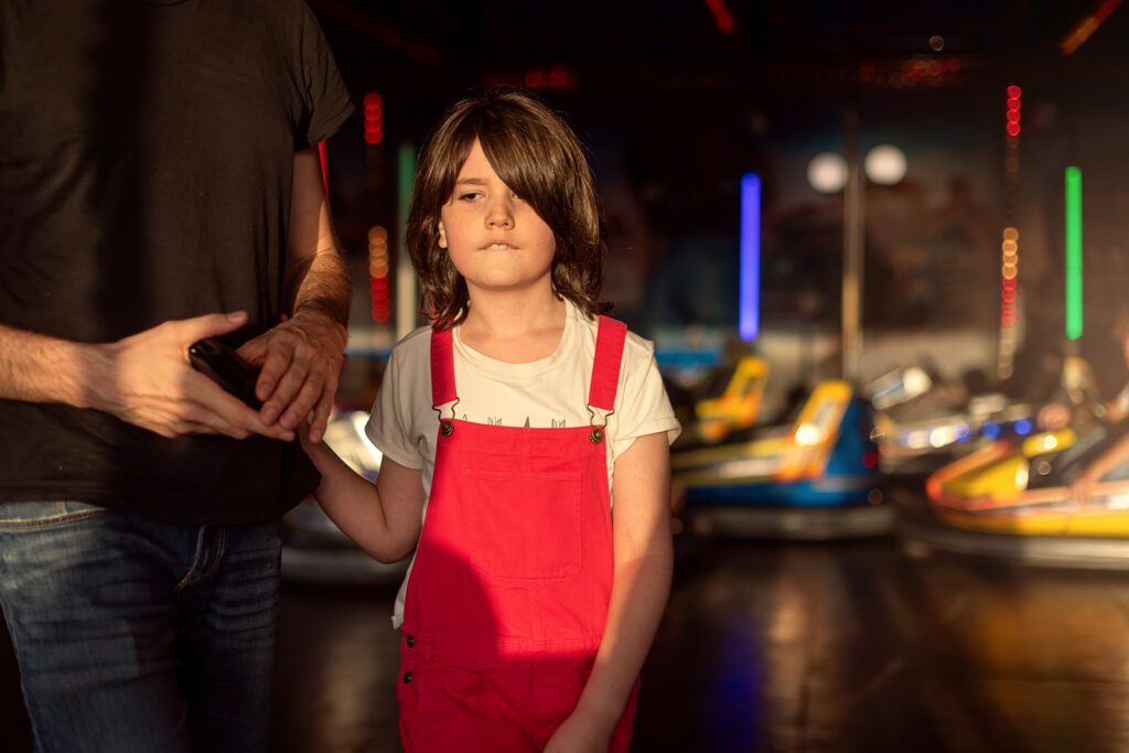 little boy at golden hour