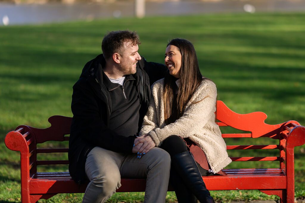 parents having a moment together during outdoor photoshoot