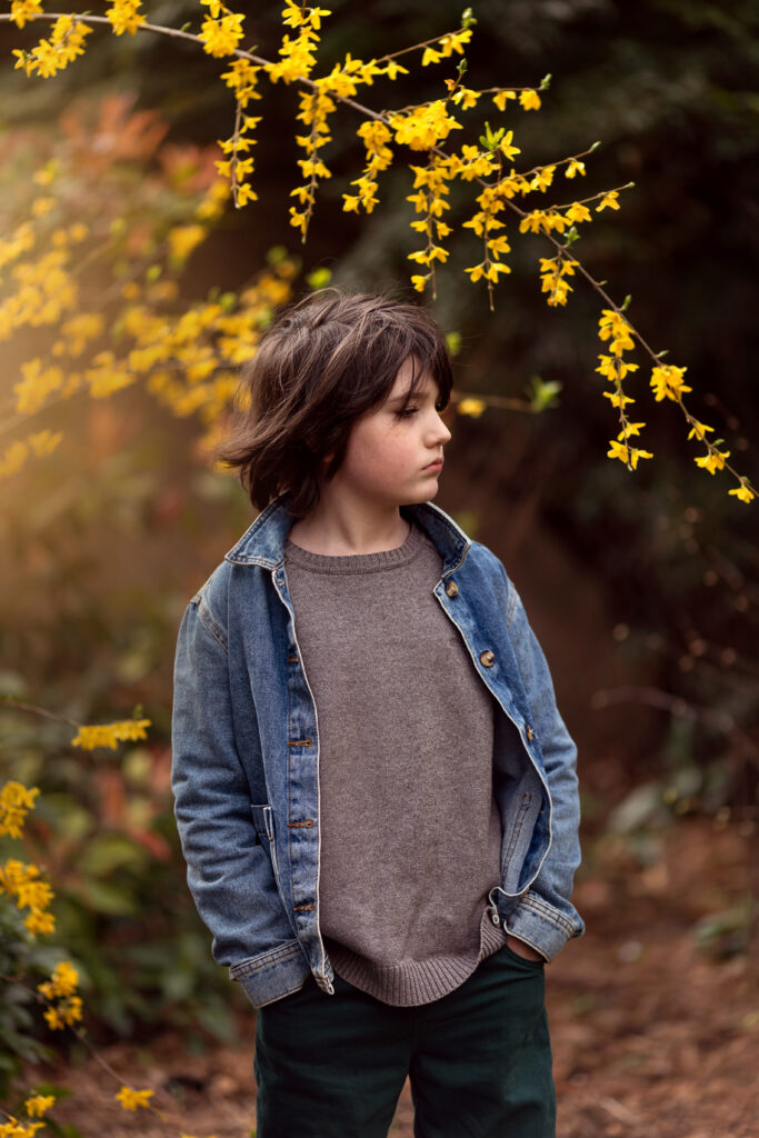 little boy at the park for an Autumn family photo session in Dublin