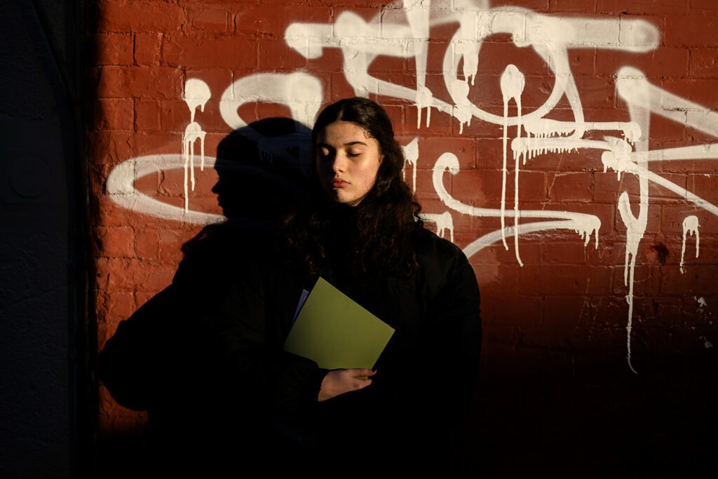 teenage girl soaking up the autumn sun in Dublin
