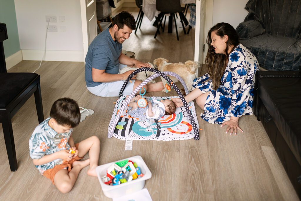 family playing at home