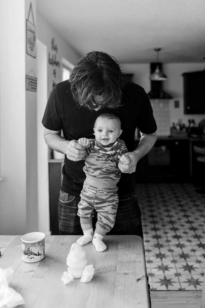 dad playing with his baby for Natural Family Portraits in Dublin
