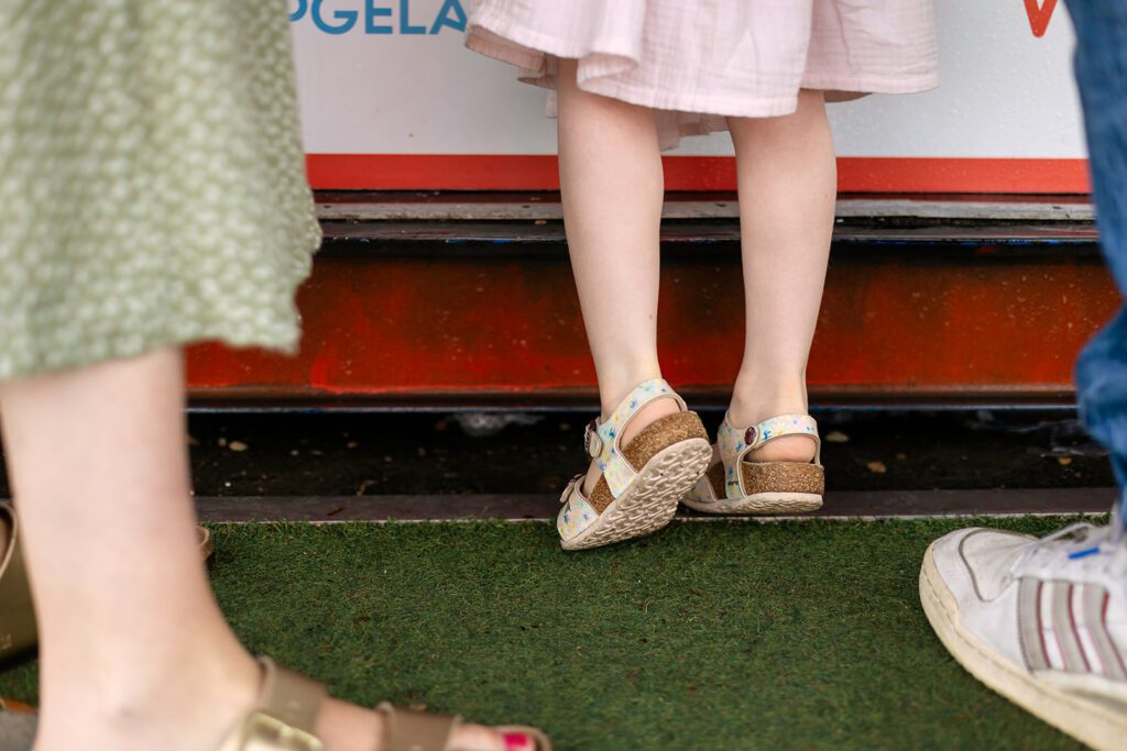 little girl tiptoeing