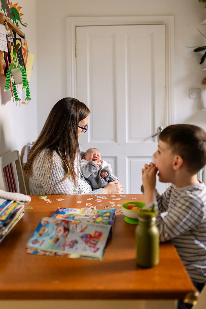 a family having a snack at home