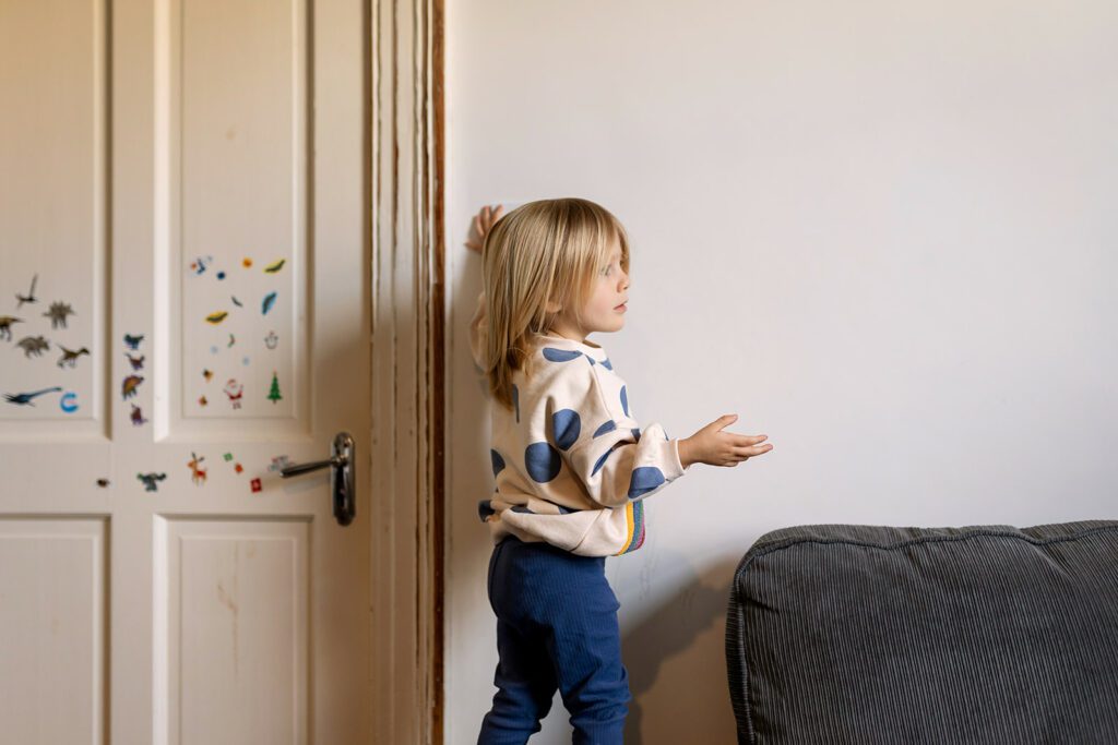 Little girl playing at home in Dublin
