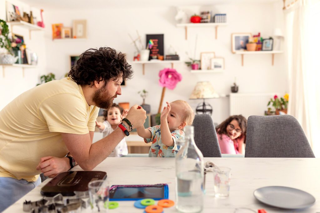 family enjoying life at their home