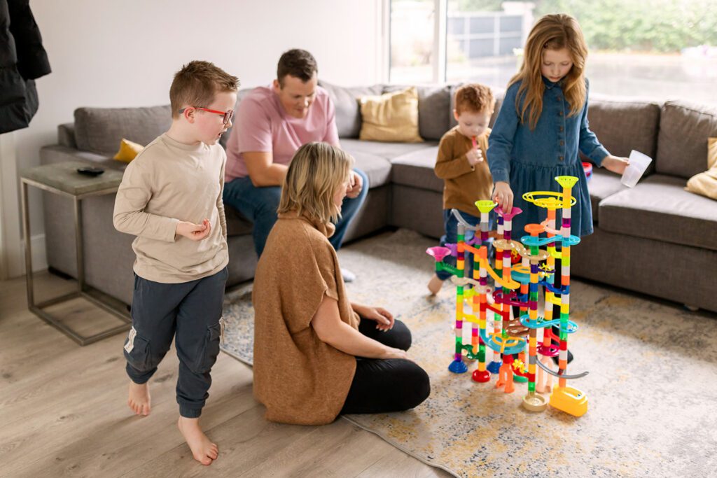 family playing in their living room in Dublin